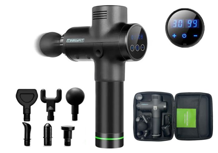 	Масажний пістолет EasyFit Percussio (портативний перкусійний вібромасажер для тіла з 6 насадками)