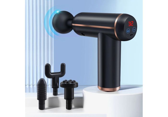 Масажний пістолет EasyFit Іmpact (портативний вібромасажер для тіла з 4 насадками)