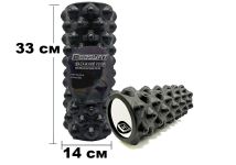 Масажний ролик EasyFit Grid Roller Extreme 33 см Чорний
