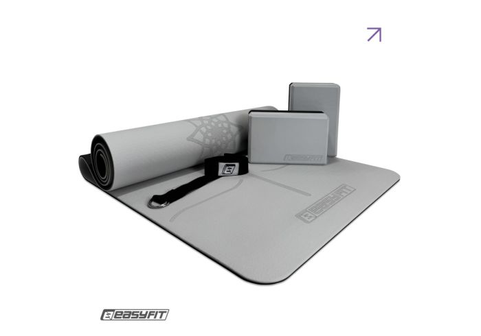 Набір для йоги та фітнесу EasyFit Polarity Set PRO (Stone): килимок, два блоки та ремінь