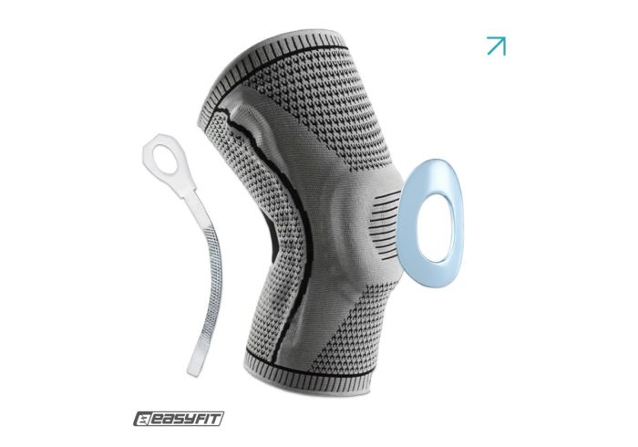 Бандаж (наколінник) ортопедичний для колінного суглоба з ребрами жорсткості та силіконовою вставкою (сірий). Розмір M