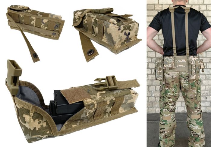 Підсумок під два магазини АК одинарний закритий піксель ЗСУ MM-14 (MOLLE, підсумок на розгрузку, жилет, РПС)	