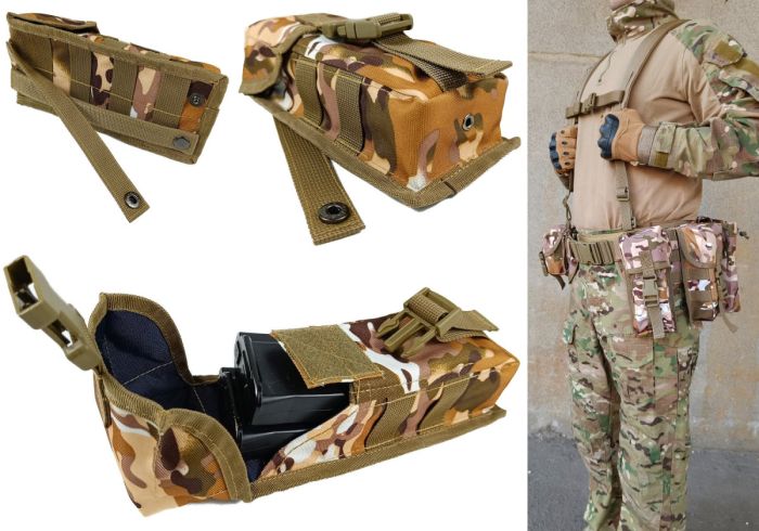 Підсумок під два магазини АК одинарний закритий Multicam Arid (степовий) (MOLLE, підсумок на розгрузку