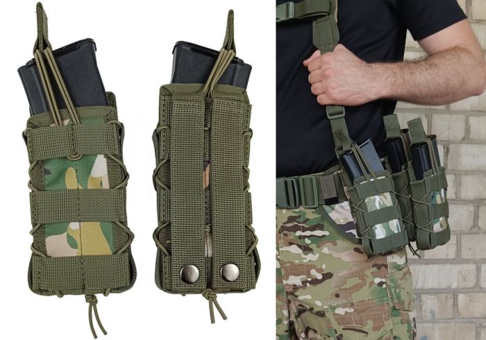 Підсумок під два магазини АК одинарний закритий мультикам (MOLLE, підсумок на розгрузку, жилет, РПС)