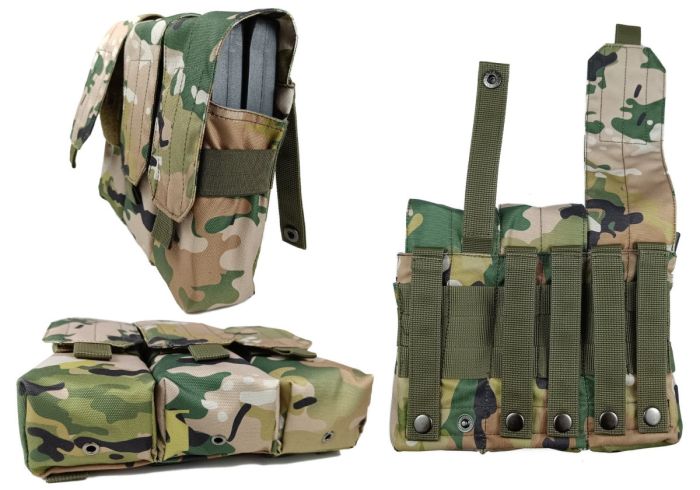 Підсумок під 6 магазінів АК/РПК потрійний мультикам степовий Multicam Arid (MOLLE, підсумок на розгрузку, жилет, РПС)