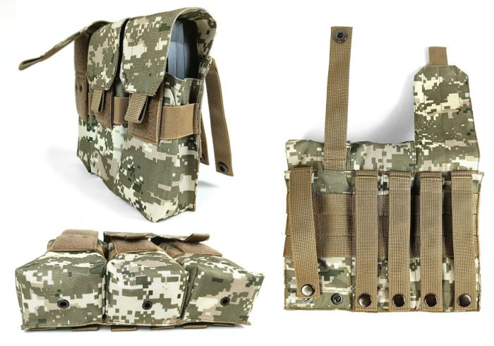 Підсумок під два магазини АК одинарний закритий Multicam Arid (степовий) (MOLLE, підсумок на розгрузку, жилет, РПС)