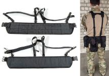 Тактичний пояс розвантажувальний РПС з кріпленням MOLLE та плечовими лямками чорний без підсумків