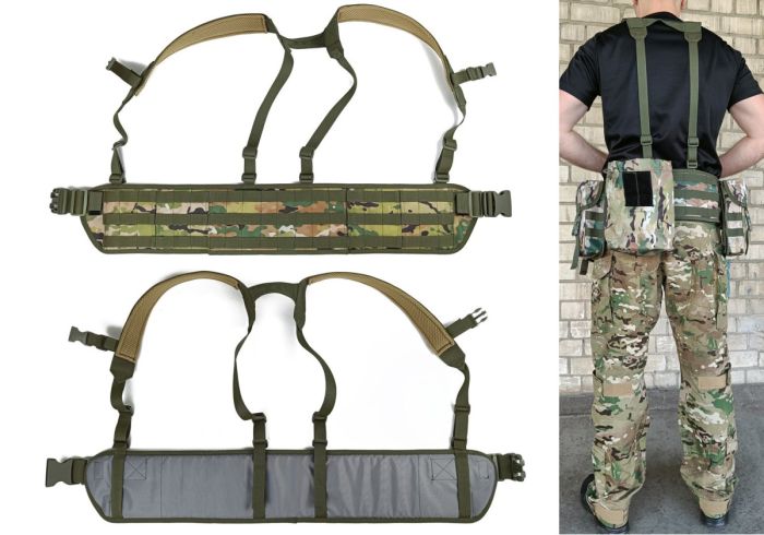 Тактичний пояс розвантажувальний РПС з кріпленнім MOLLE та плечовими лямками мультикам без підсумків