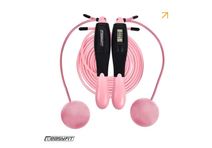 Скакалка для схуднення EasyFit TwinRope 2,8 м чорний-рожевий