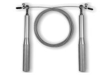 Швидкісна скакалка EasyFit Aluminium зі сталевим тросом та алюмінієвими ручками сіра